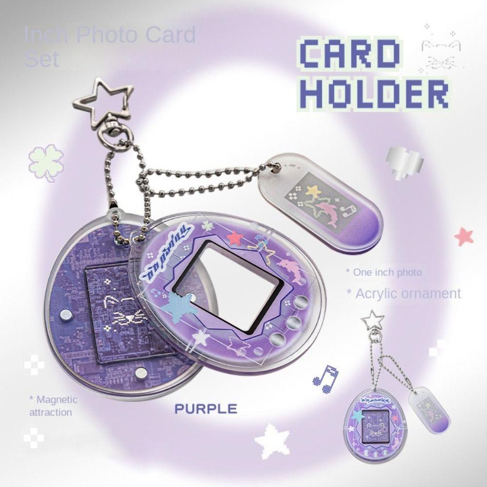

1 Inch Card Display Case Acrylic Family Picture Cover Kawaii Retro Photocard Holder School фиолетовый