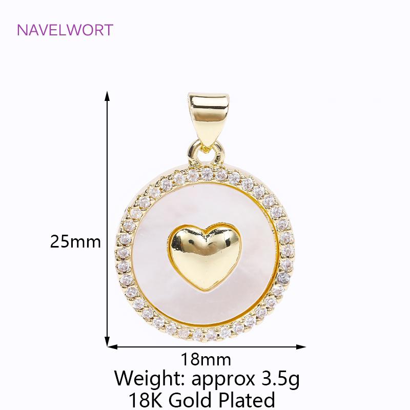 Fashion Inlaid Zircon Pendants 18K Gold Plated Natural Shell Round/Star Shape Charms For DIY Necklace Jewelry Making Accessories