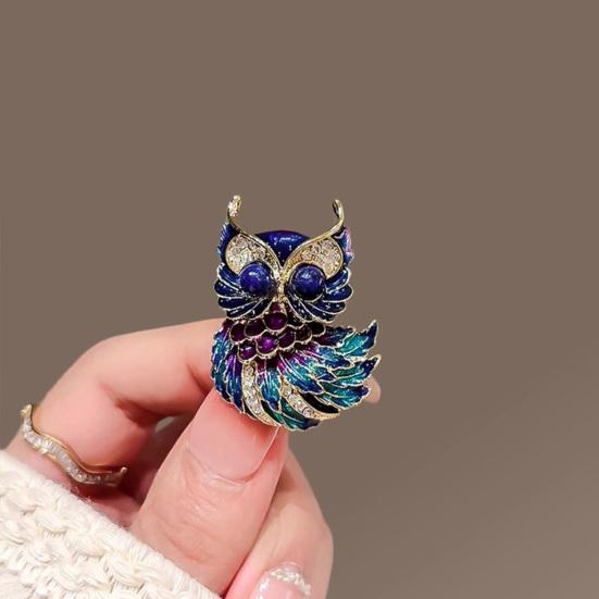 Women Brooch Enamel Colored Painting Owl Design Lapel Pin Smooth Edges Scarf Badge Clothing Bags Accessories