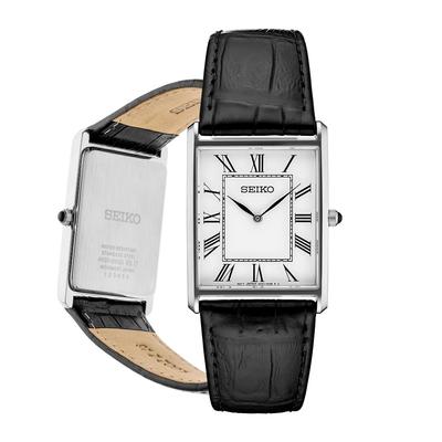 Relógio Seiko Essentials SWR049 Branco Preto Couro