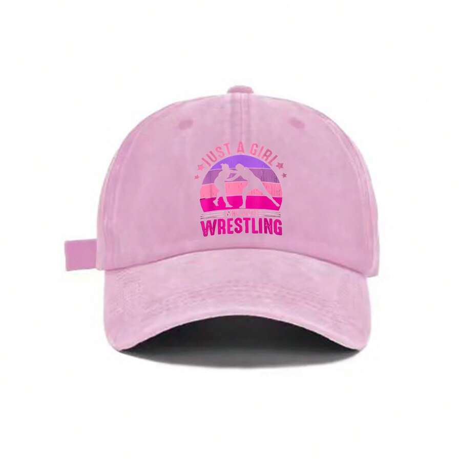 Washed Baseball Cap Unisex Adjustable Back Strap Graphic Print Just A Girl Who Loves Wrestling Casual Sports Hat For Adults
