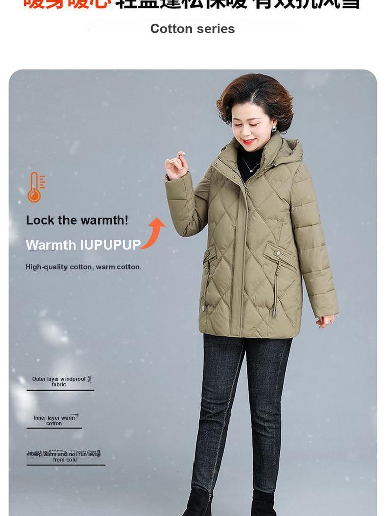 Women's Thick Cotton Puffer Jacket Winter Coat for Elderly Ladies