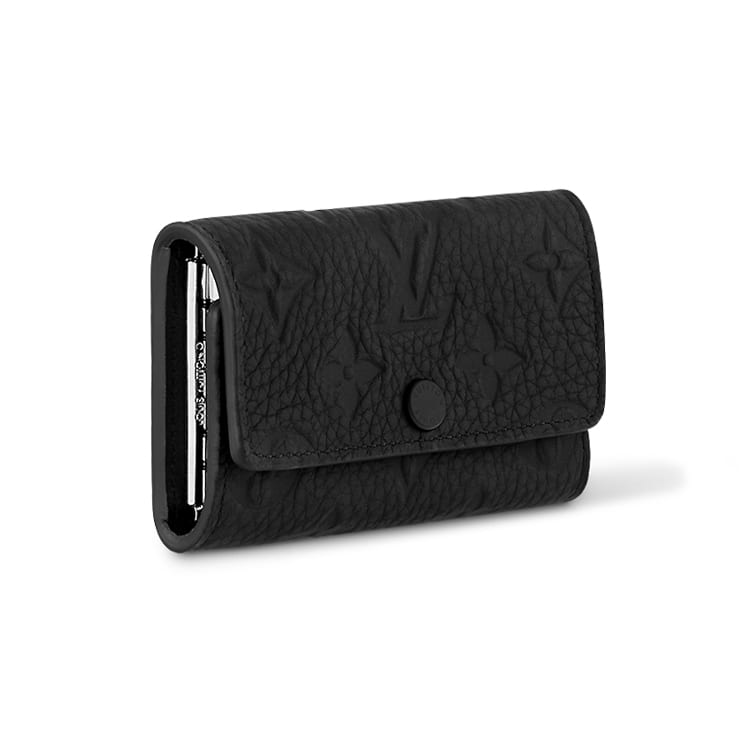 LOUIS VUITTON Leather With Cow Leather Trim Key Pouch Men's Black M82604