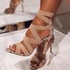 Damen Sommer Römer Stil Stiletto Sandalen mit Gummiband und Reißverschluss