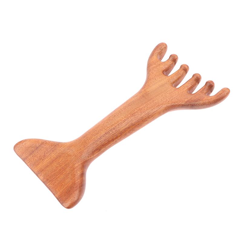 Sandalwood Hair Comb Scalp Relax Acupoint Massager Portable Wooden Handle Comb Anti-Static Styling Tool Guasha Board Health Care