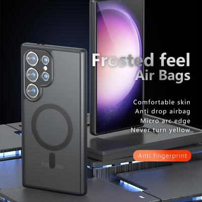 Ultra Strong Magnetic Case for Samsung Galaxy S25 Ultra S24 FE S23 S22+ Plus A35 A36 A54 A55 A56 Matte Cover Anti-Fingerprint