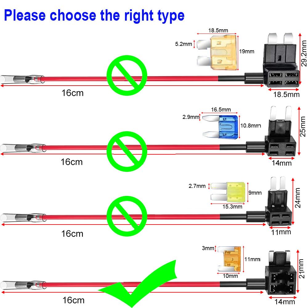 Kiligen -24V Flat Fuse Holder, Add Wiring, Power Removal, Low Profile, Includes 6 Free Fuses for ATM Ready to Use