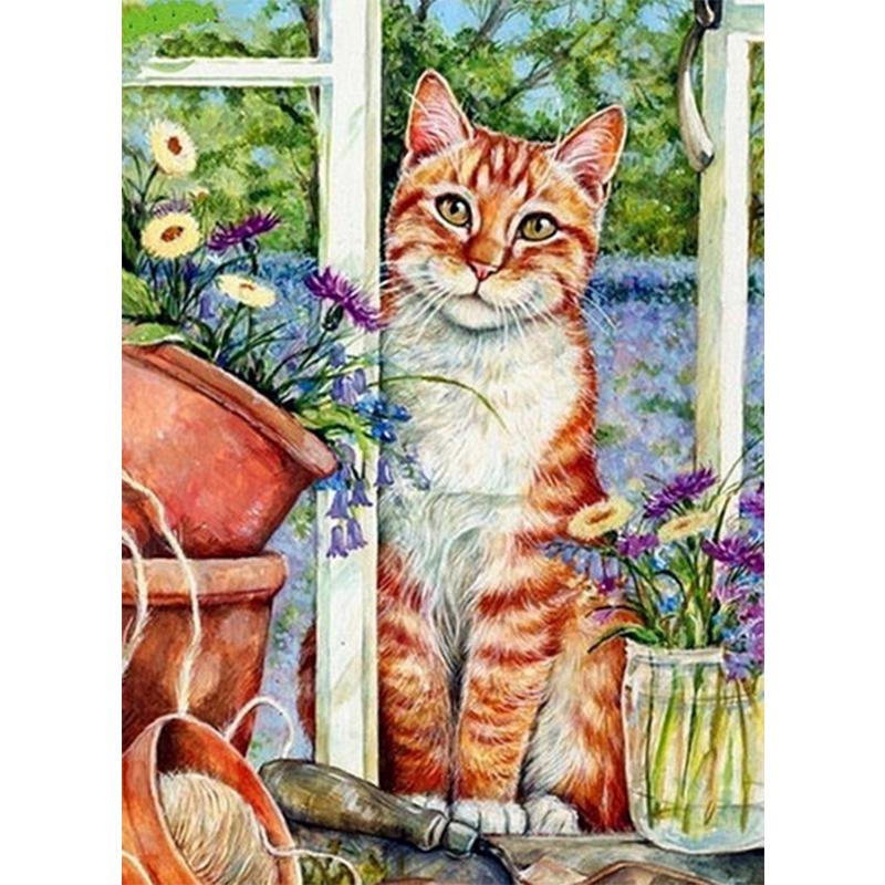 Diamond Embroidery Cat Flower Needlework 5d Diamond Painting Animals New Arrivals Cross Stitch Kit Home Decoration