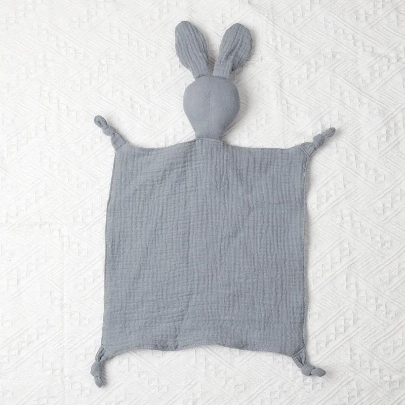 Baby Cotton Muslin Comforter Blanket Bunny Muslin Towel Soft Newborn Sleeping Dolls Cute Cat Kids Sleep Toy  Cloth Blanket