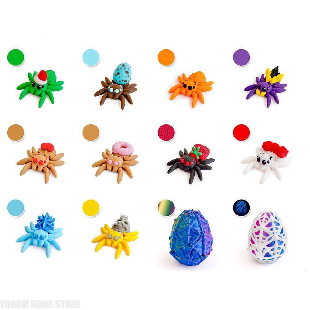 3D Printed Flexible Spider Sculpture Kids Simulation Animal Toy Creative Home Halloween Ornament Desk Cartoon Christmas Gift