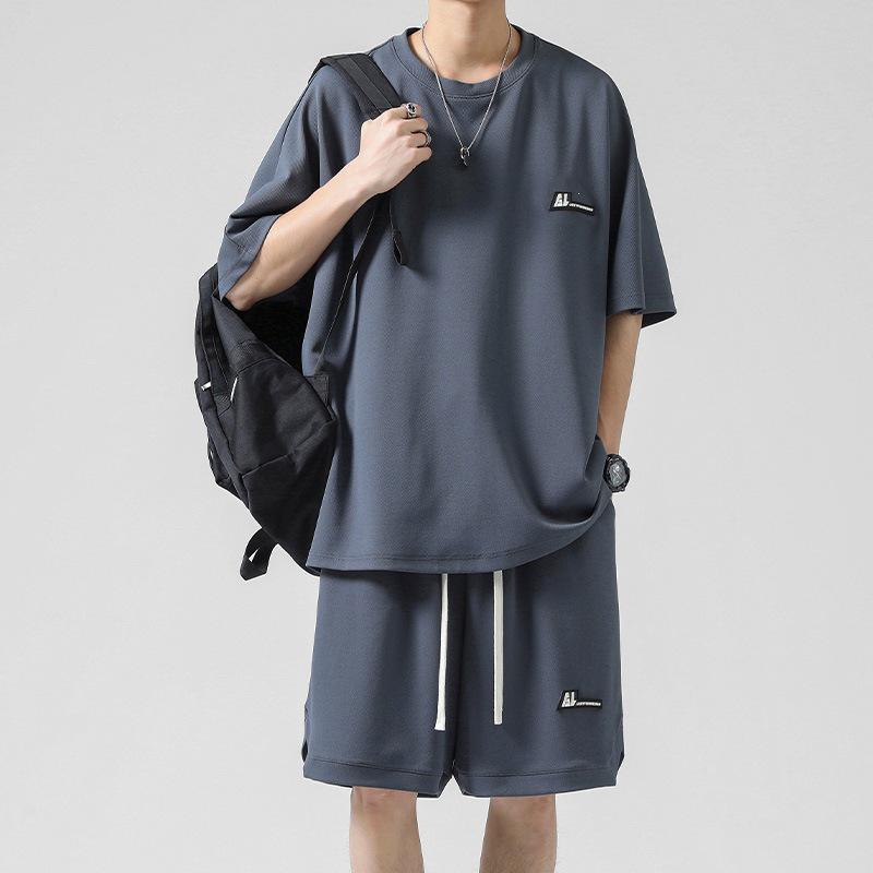Men's Ice Silk Quick-Dry Summer Sports Set - Short Sleeve T-shirt & Basketball Shorts