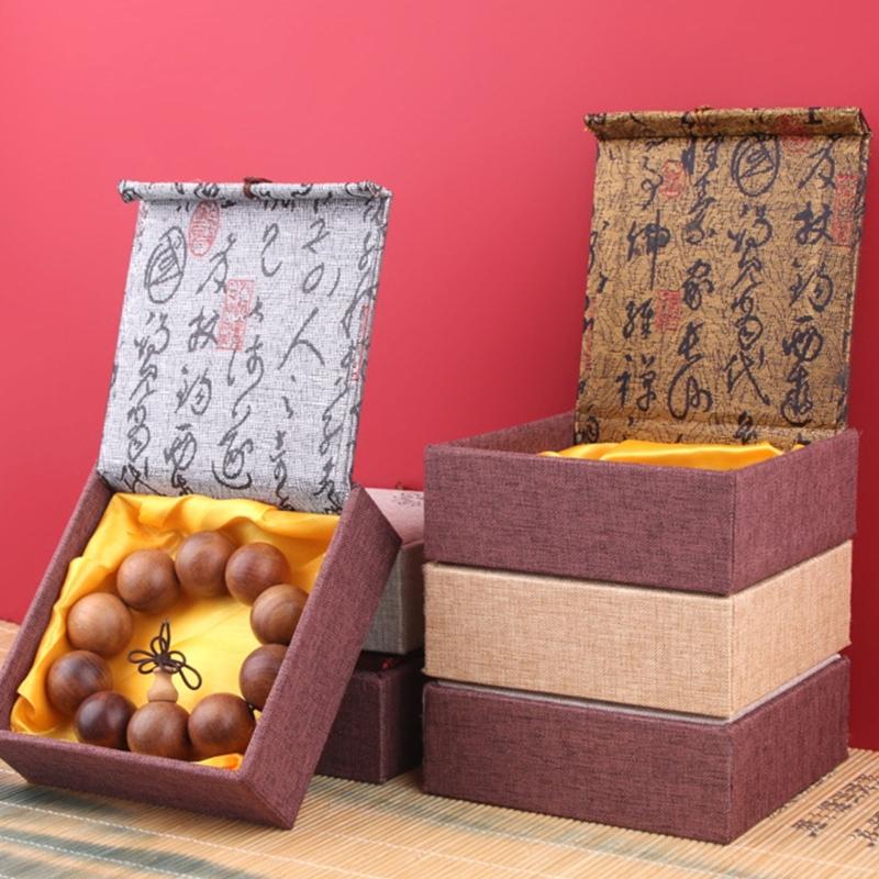 Elegant Satins Jewelry Display Case For Buddhas Beads And Jades Bracelets Chinese Style Jewelry Packaging Box