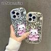 Phone Case: 2D flat design suitable for iPhone 18 17 16 15 14 13 Pro protective case, couple style, pink and white kitten, Christmas and Halloween gif