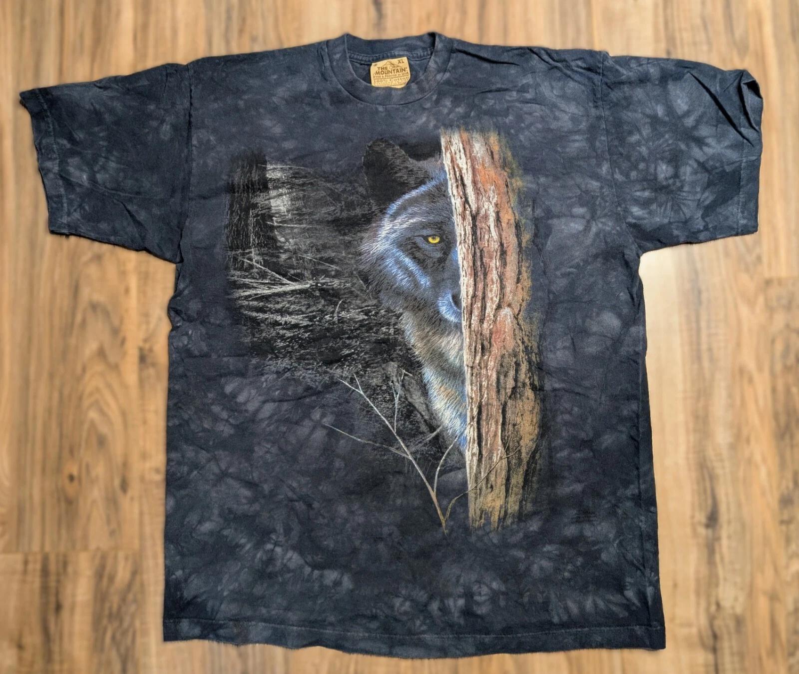VTG The Mountain American Wolf Tree Graphic Tie Dye Graphic T-Shirt Navy/Gray XL 3XL