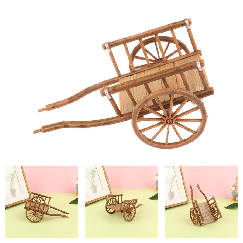 Handcrafted Miniature Farm Cart Retro Style 1/12 Scale Dollhouses Furniture For Realistic Farm Displays
