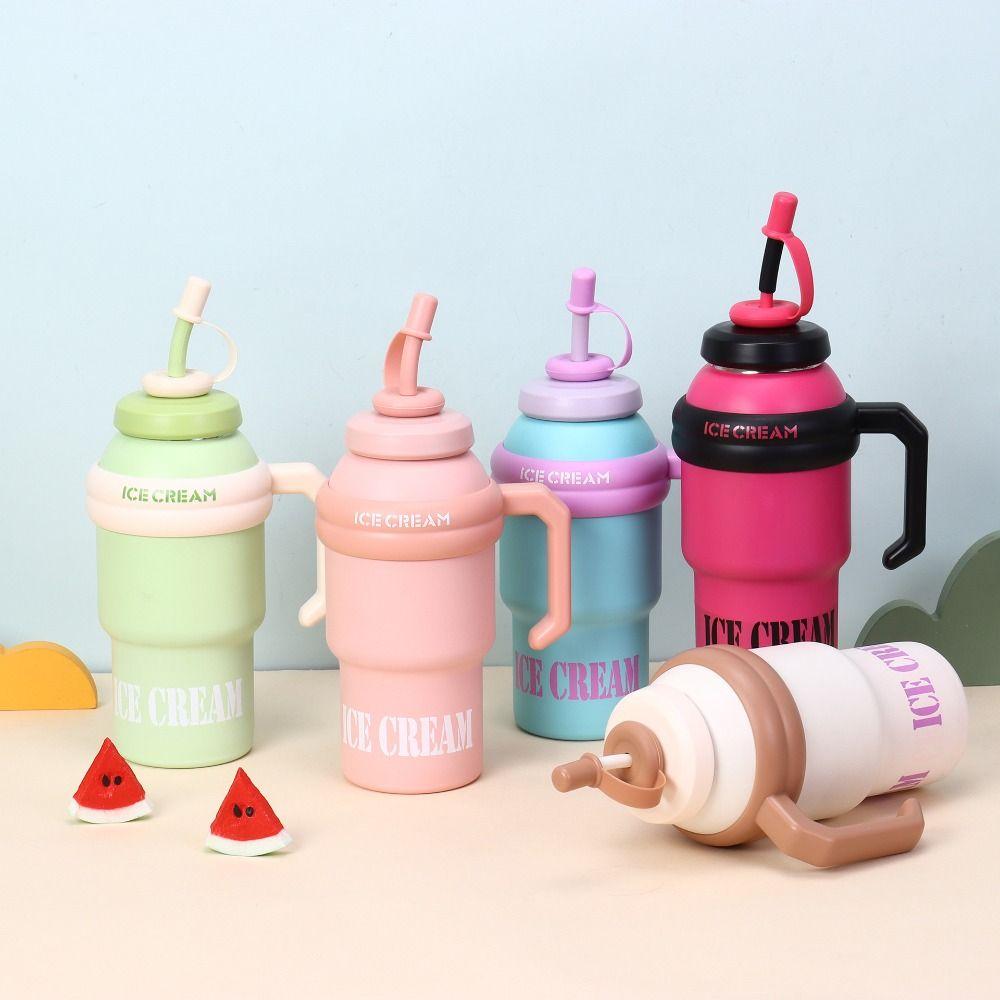 Leak Proof Outdoor Insulated Mug Creative Drinking Straw Cup Cold Beverages Cups  Household