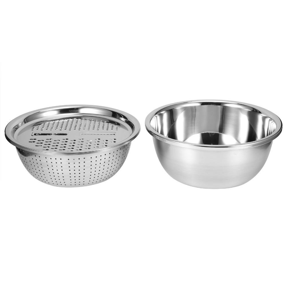 3Pcs Three-in-one Grater Bowl Multifunctional Washing Basin Practical Slicing Disc  Kitchen