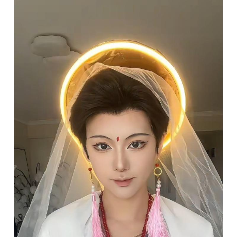 

Трехмерное летающее небо, смешанное небо, шелк, аксессуары для ханьфу, светящаяся фазовая апертура, Бодхисаттва Гуаньинь, буддийские аксессуары average size