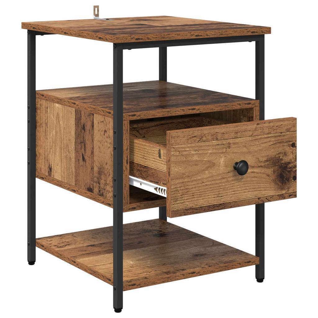Nightstand with Drawers Rustic Wood Look 40 X 42 X 56 Cm Engineered Wood