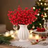 50 Pcs Christmas Artificial Picks Fake Greenery Pine Branches Faux Red Berry Stems for DIY Christmas Garland Wreath Flower Arrangement Decoration