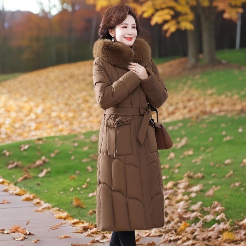 Iarnă Femei Palton Puf Parka Jachete Puf Lung Slim Guler Blană Glugă Parka Mamă Paltoane Calde Îmbrăcăminte Exterioară