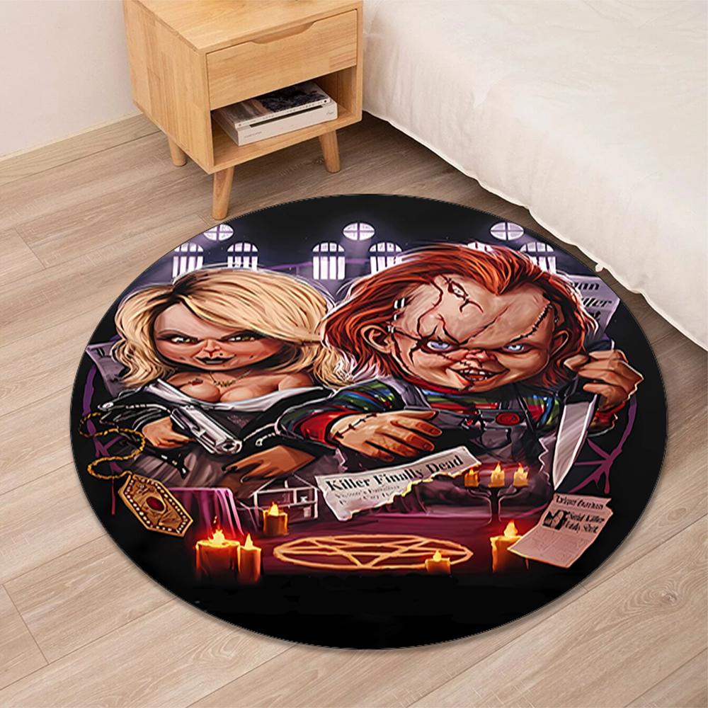 Halloween horror Printed Round Rug Carpet Chair Rug Area Rug Entryway Doormats,for Office Chair Living Room Bedroom Kitchen Room.