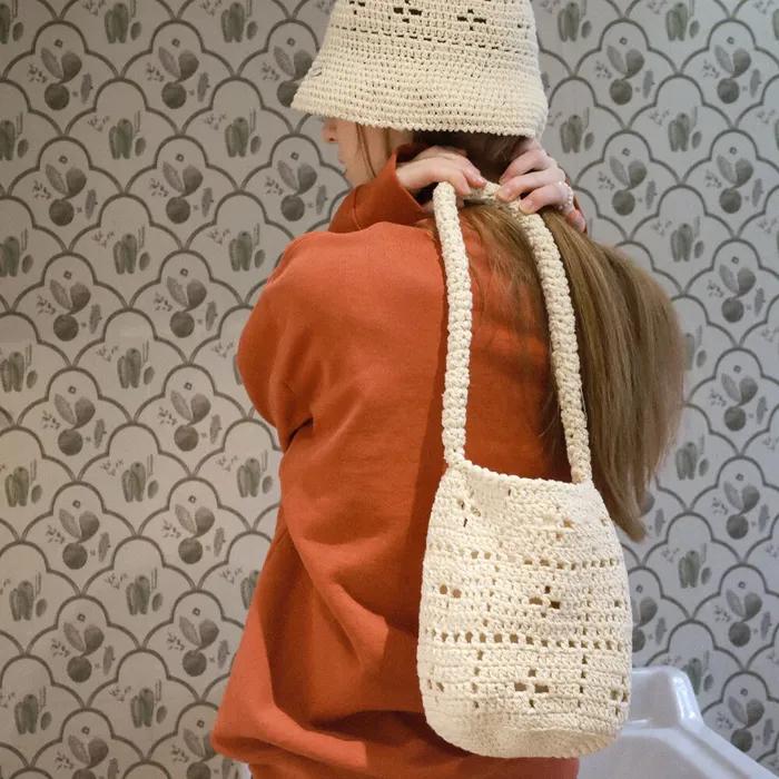 No.48 / Lily Bucket Bag _ Cream (Lily Bucket Bag Crochet Bag Knit Bag)
