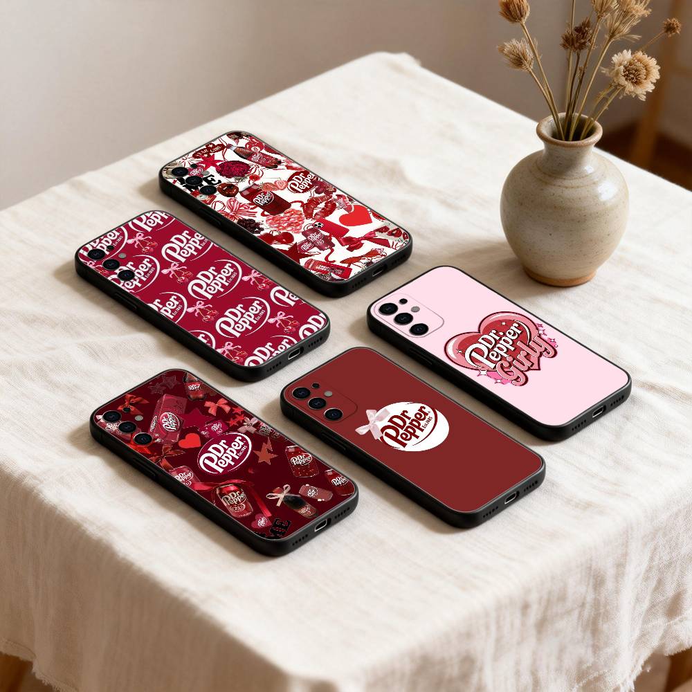 Cherry Drink Dr Pepper suger Phone Case For Samsung S26,25,24,23,22,30,21,10,9,Ultra,Plus,Lite Black Soft Case