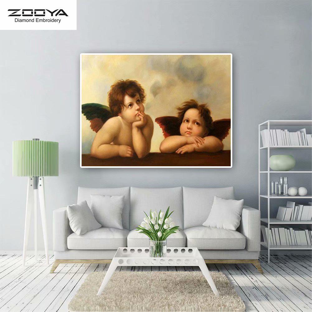 

ЗООЯ DIY 5D Полный квадрат Алмазная картина Ангел Детская вышивка Крестом Ремесло Стежок Домашний декор