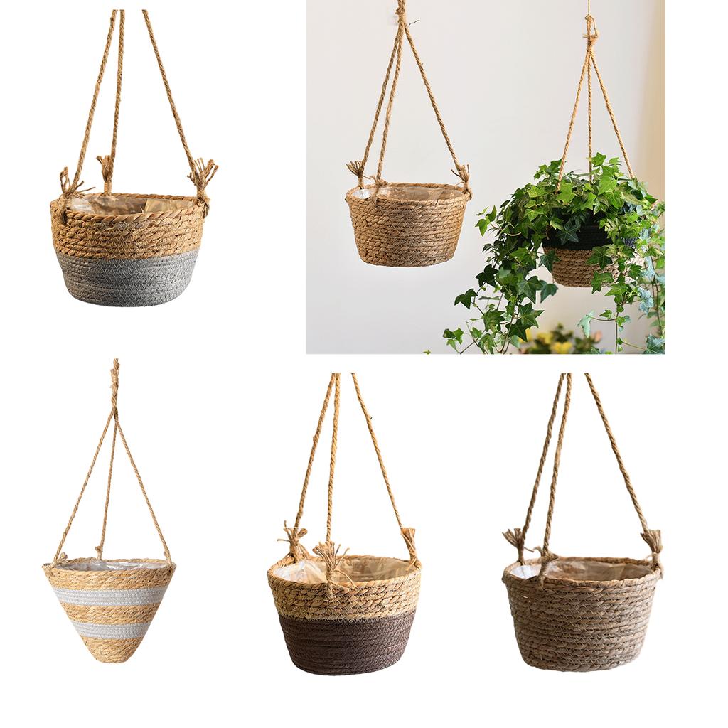 Garden Hanging Planter Plant Storage Basket Rope Woven Indoor Outdoor Flower Pots Holder Plant Hangers Home Decorations