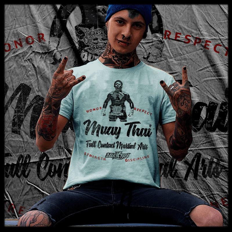 

Muay Thai T-shirt Thai boxing Sak Yant Tattoo Thai Boxer respect honor tee 4XL