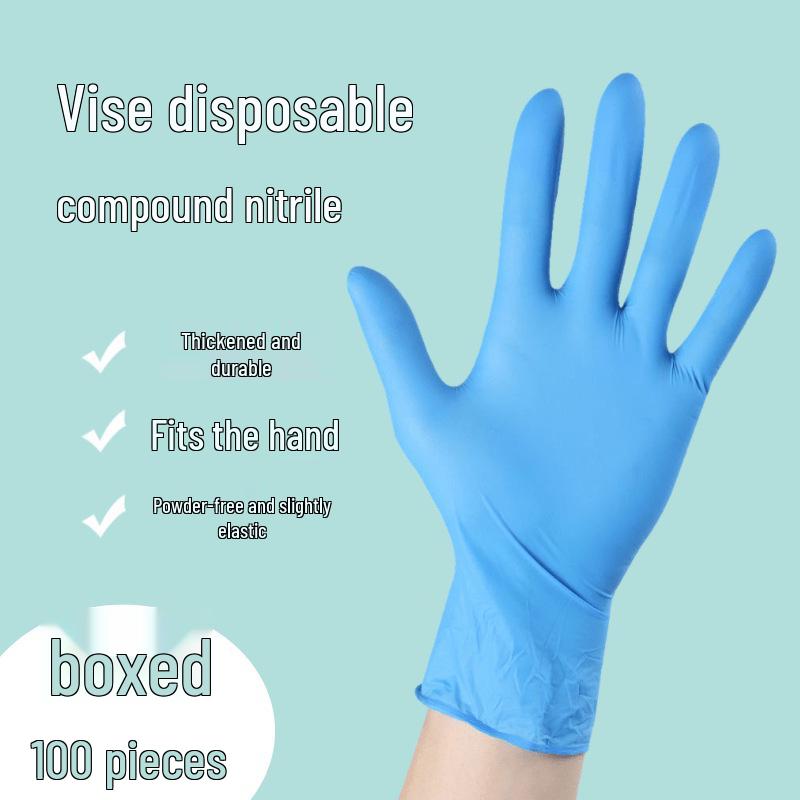 Vise Blue Thickened Nitrile Disposable Gloves - Durable Food Grade for Beauty, Catering, and Home Use.