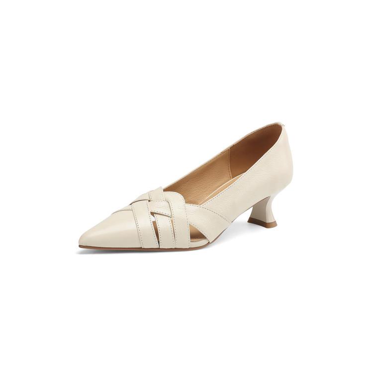 Fashion New Spring/autumn Genuine Leather Women Shoes Pointed Toe Shoes for Women Fashion Hollow Out High Heels Handmade Women Pumps