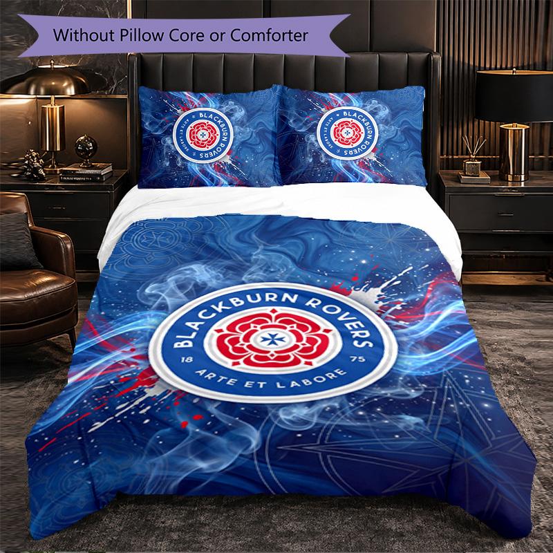 Set Biancheria da Letto Calcio Blackburn Rovers 3 Pezzi Morbido Copripiumino con Federe Set Decorazione Camera da Letto per la Casa