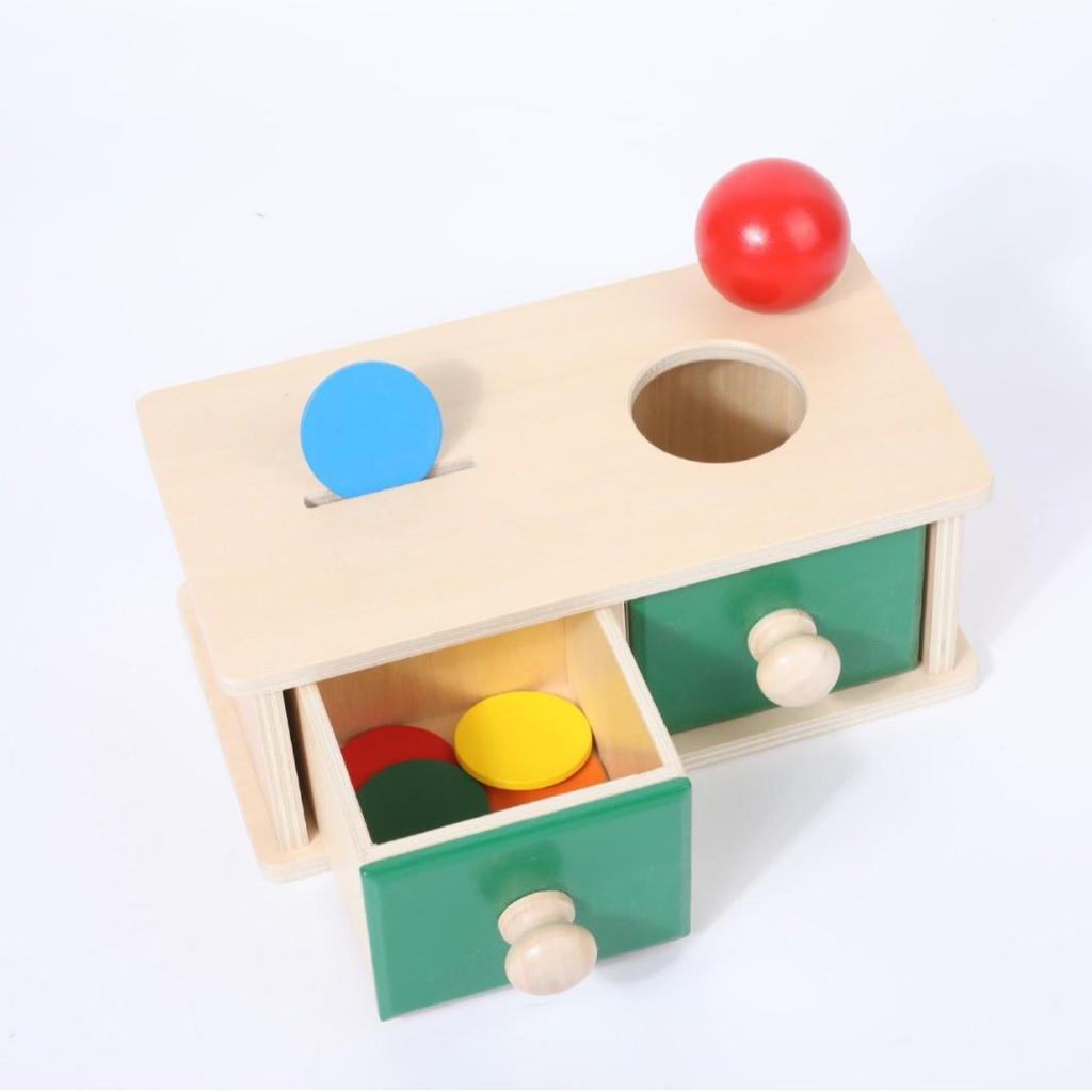 Montessori Holzmünz- und Ballbox Lernspielzeug für Kleinkinder (Alter 1-3)