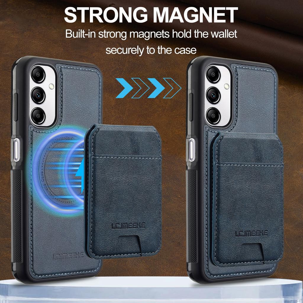 For Samsung Galaxy A14 4G/5G Magnetic Case Detachable Card Holder Leather+TPU Mobile Cover