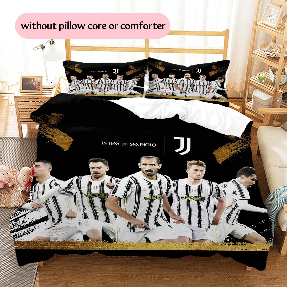 Постельное белье с узором Ювентус Домашний декор Подарок на день рождения (1 пододеяльник + 2 наволочки, без наполнителя) 135x200cm