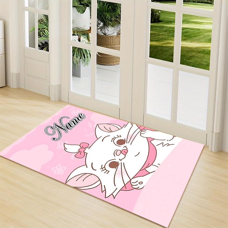 Custom Name Pink Aristocats Name Carpet Rug Customizable Soft Washable Anti-Slip Home Living Room Sofa Mats Personalized Rug. 0909417
