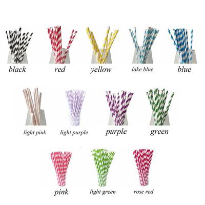 For Wedding,Party Stripe Pattern Natural Colorful Party Supplies Paper Drinking Straws Drinking Accessories Disposable Straws