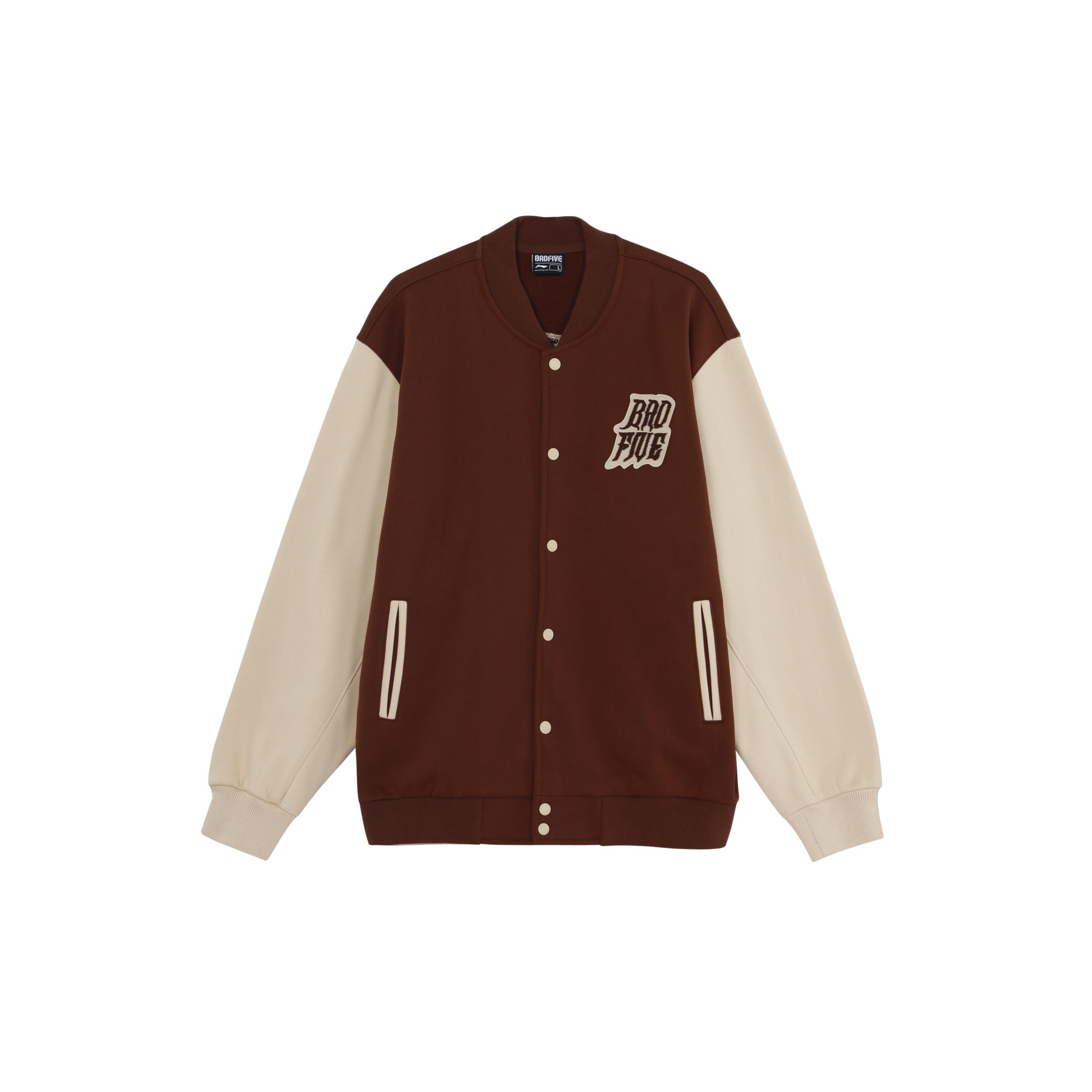 Li-Ning BadFive Graphic Baseball Jacket Brown Beige Men s AJDT043-7 L