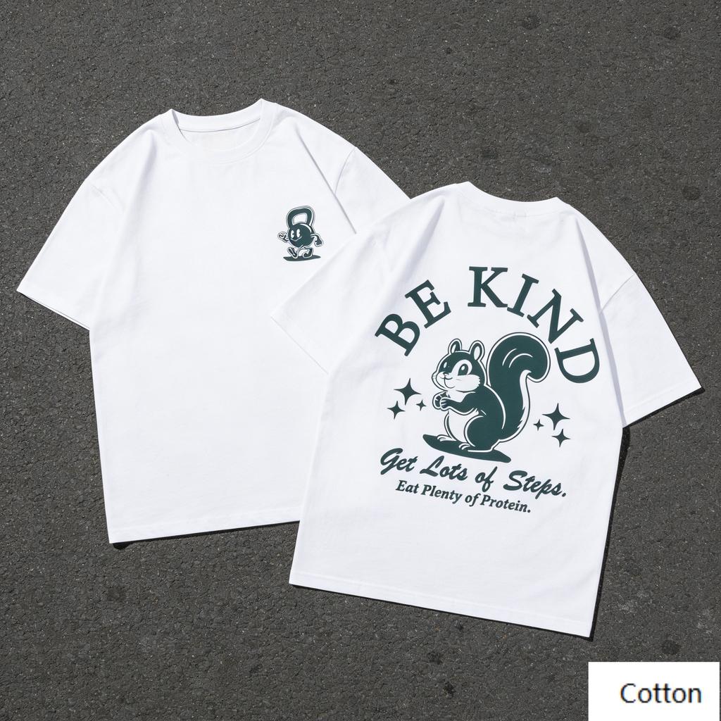 Cute Cartoon Raccoon Be Kind Print Cotton T Shirt Unisex Women Retro Streetwear Loose Casual Tee