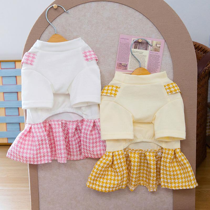 Pet cat teddy puppy dog clothes princess spring and autumn summer thin tractor strap skirt