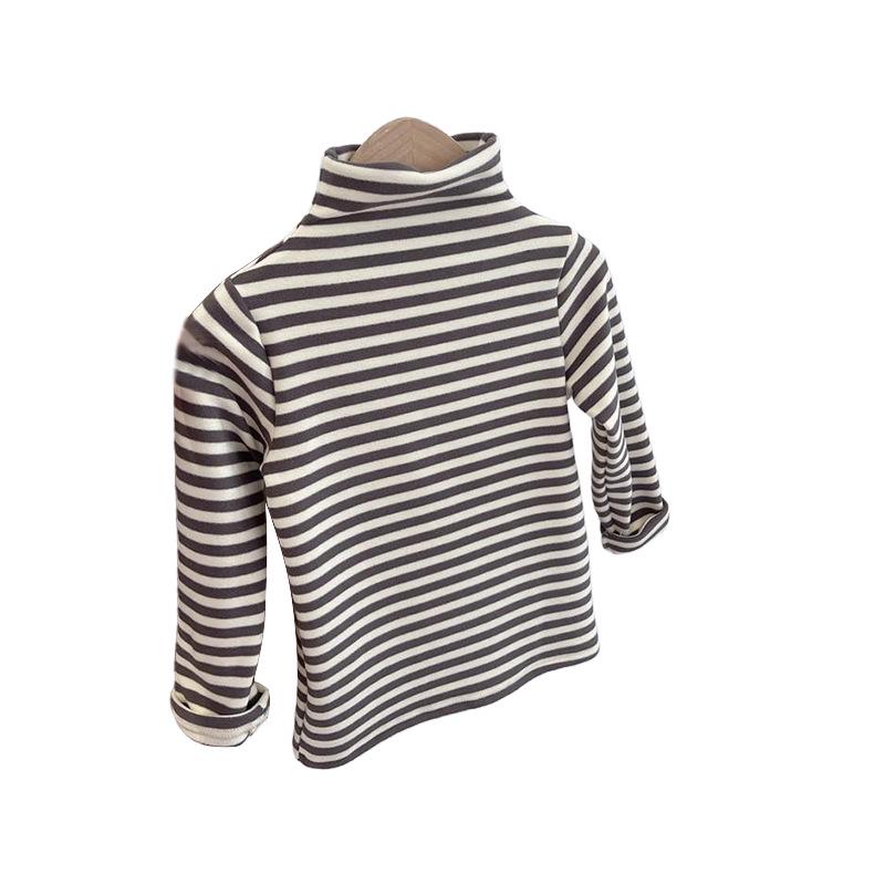 Unisex Striped Thermal Fleece Long-Sleeve T-Shirt for Kids