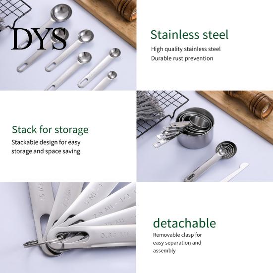 Rust-free Measuring Utensils 12Pcs Cups Spoons Set 5 Stainless Steel Nesting Kitchen Organization Essentials 6 1 Stick Baking Cooking Gadgets