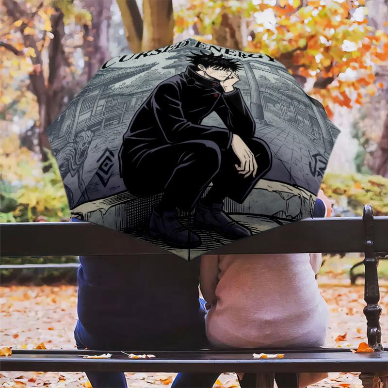 1 PC Automatic Folding Umbrella - Jujutsu Kaisen Pattern Portable Foldable Design With 8 Ribs Christmas Birthday Gifts