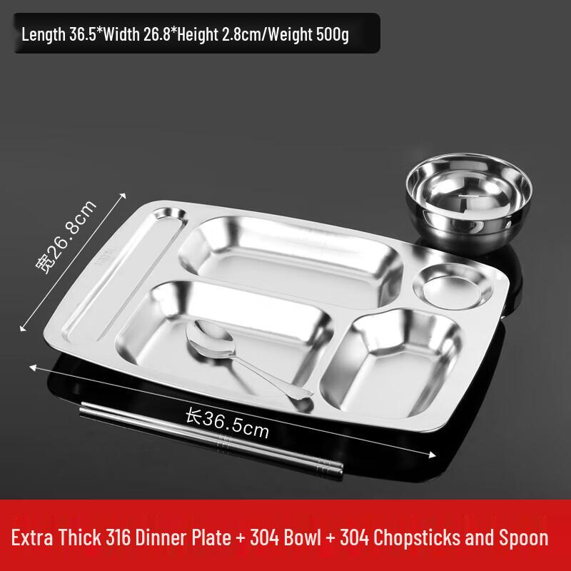 Wuhe Stainless Steel Divided Lunch Tray