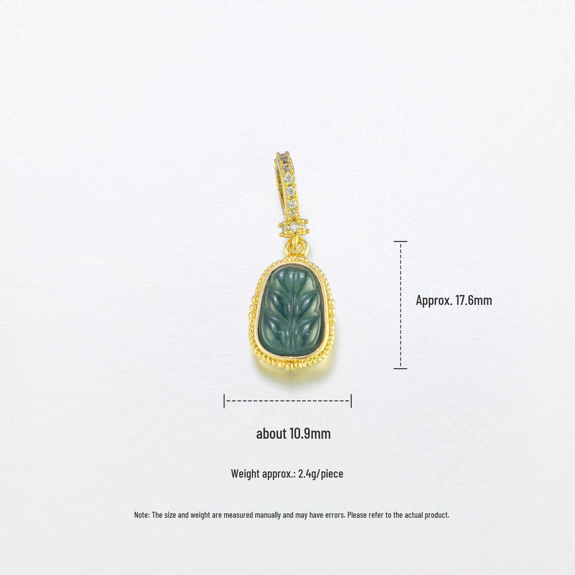 Natural Jade Leaf Pendant DIY Bracelet with Copper-Plated Gold Accents – Christmas Accessories