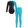 Kids Girls Gymnastics Skating Dance Outfits Long Sleeve Mock Neck Leotard and Leggings