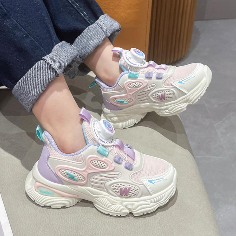 

Папины кроссовки для девочек детские сетчатые кроссовки 2025 весна и осень новые дышащие для мальчиков вращающаяся кнопка беговые кроссовки модные 26-31 yards, 6 pairs in one hand розовый