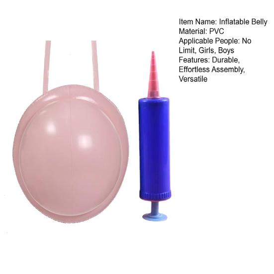 PVC Fake Belly Inflatable Pregnancy Belly Costume with Air Pump Realistic Belly Prop for Halloween Costume & Actor Stage Performance